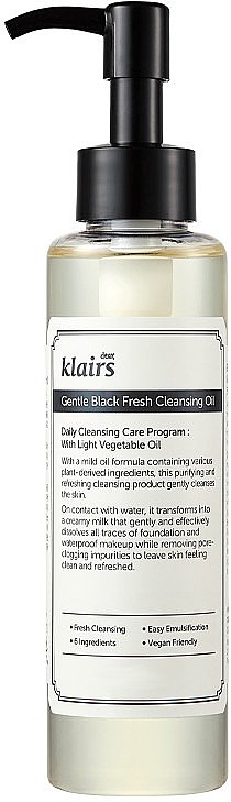Увлажняющее гидрофильное масло Dear, Klairs Gentle Black Fresh Cleansing Oil 150 мл - фото 13798