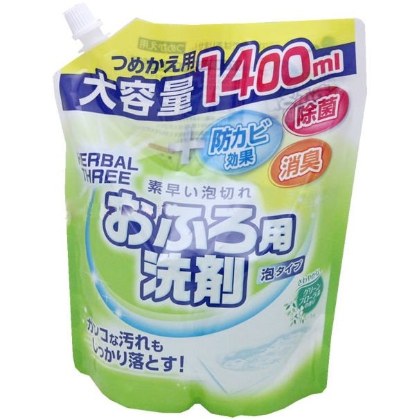 Пенящееся чистящее средство для ванной Mitsuei с антибактериальным эффектом (с цветочно-травяным ароматом, для флаконов с распылителем) 1400мл - фото 14235