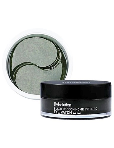 Противоотечные патчи с протеинами шёлка и углём JM SOLUTION  Black Cocoon Home Esthetic Eye Patch 60шт - фото 11788