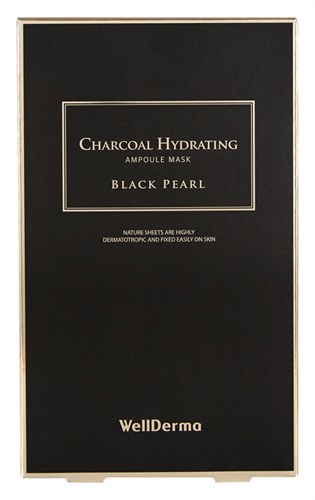Тканевая маска с черным жемчугом и древесным углем WellDerma Charcoal Hydrating Ampoule Mask-Black Pearl - фото 12328