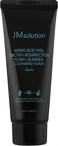Очищающая пенка с аминокислотами JM solution Hyal Cactus + Resurrection Plant + Seaweed Mask Cleansing Foam 100ml - фото 13353