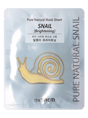 Восстанавливающая тканевая маска с муцином улитки THE SAEM Pure Natural Mask Sheet [Snail Brightening] 20 мл - фото 13463