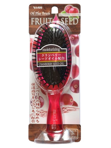 Щетка массажная для волос с маслом семян клюквы Vess Fruit Seed Brush круглая (FS-500) - фото 13705