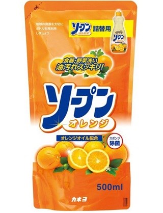 Жидкость для мытья посуды овощей и фруктов Апельсин KANEYO 500 мл (запасной блок) - фото 14260