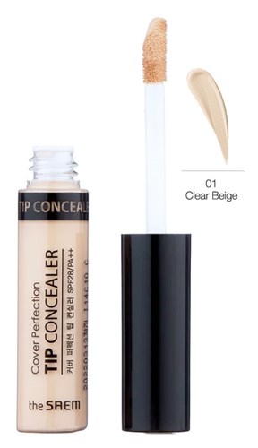 Крем-консилер для макияжа мини The Saem Cover Perfection Tip Concealer 01 Clear Beige 1ml - фото 14444