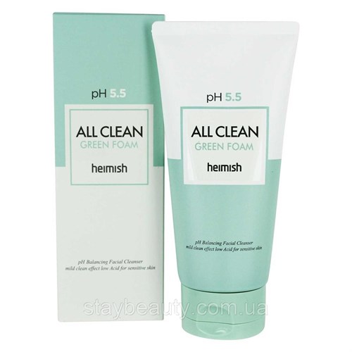 Слабокислотный гель для умывания для чувствительной кожи Heimish pH 5.5 All Clean Green Foam 150ml - фото 14578