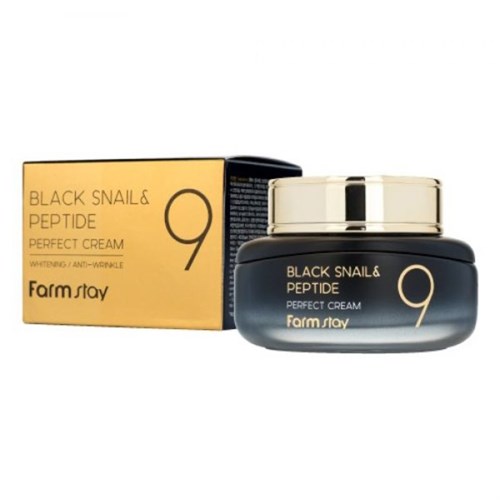 Омолаживающий крем с муцином черной улитки и пептидами FARMSTAY Black Snail & Peptide 9 Perfect Cream 55мл - фото 14854
