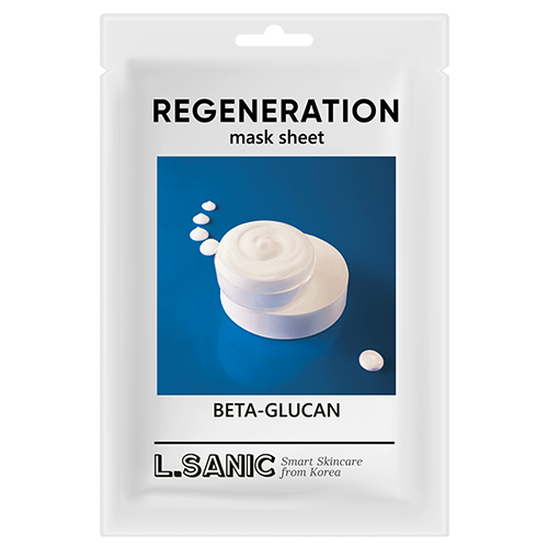 Тканевая маска восстанавливающая с бета-глюканом L.Sanic Beta-Glucan Regeneration Mask Sheet, 25мл - фото 15424