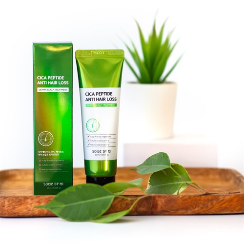 Питательная экспресс-маска против выпадения волос SOME BY MI CICA PEPTIDE ANTI HAIR LOSS DERMA SCALP TREATMENT 50ml - фото 15843