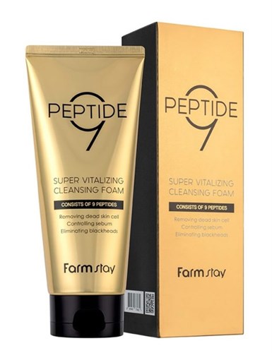 Пенка для умывания с пептидами FarmStay Peptide 9 Super Vitalizing Cleansing Foam 180ml - фото 15923