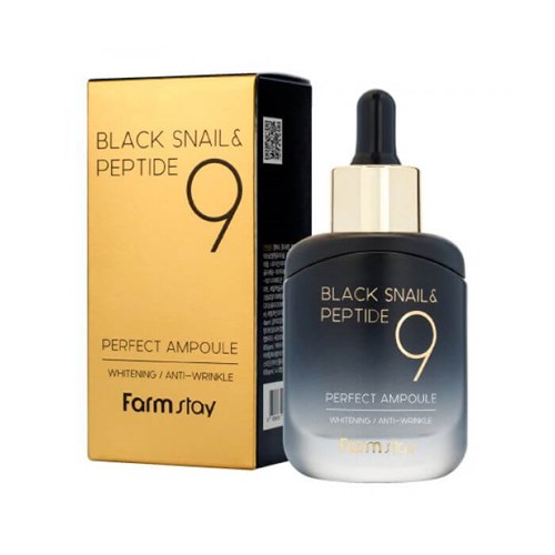 Омолаживающая ампульная сыворотка с муцином черной улитки и пептидами FARMSTAY Black Snail & Peptide 9 Perfect Ampoule 35мл - фото 15938