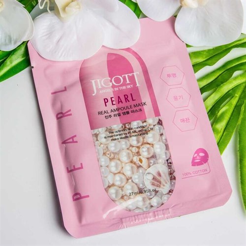 Тканевая маска с жемчугом Jigott PEARL Real Ampoule Mask - фото 15974