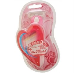 Женский бритвенный станок Feather Mermaid Rose Pink Русалочка с тройным лезвием (+1 кассета) - фото 6860