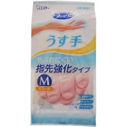 Перчатки из винила для бытовых и хозяйственных нужд ST Family (с антибактериальным эффектом, тонкие) размер M (розовые) - фото 7409