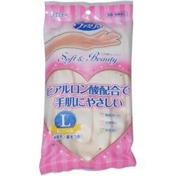 Перчатки ST Family Soft & Beauty (винил, гиалуроновая кислота, ср.толщ.) L (белые) 1 пара - фото 7416