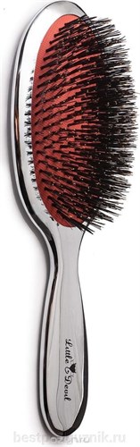 Щётка для волос массажная c натуральной щетиной и зеркальным дизайном "Little Devil" 21,5см - фото 8949